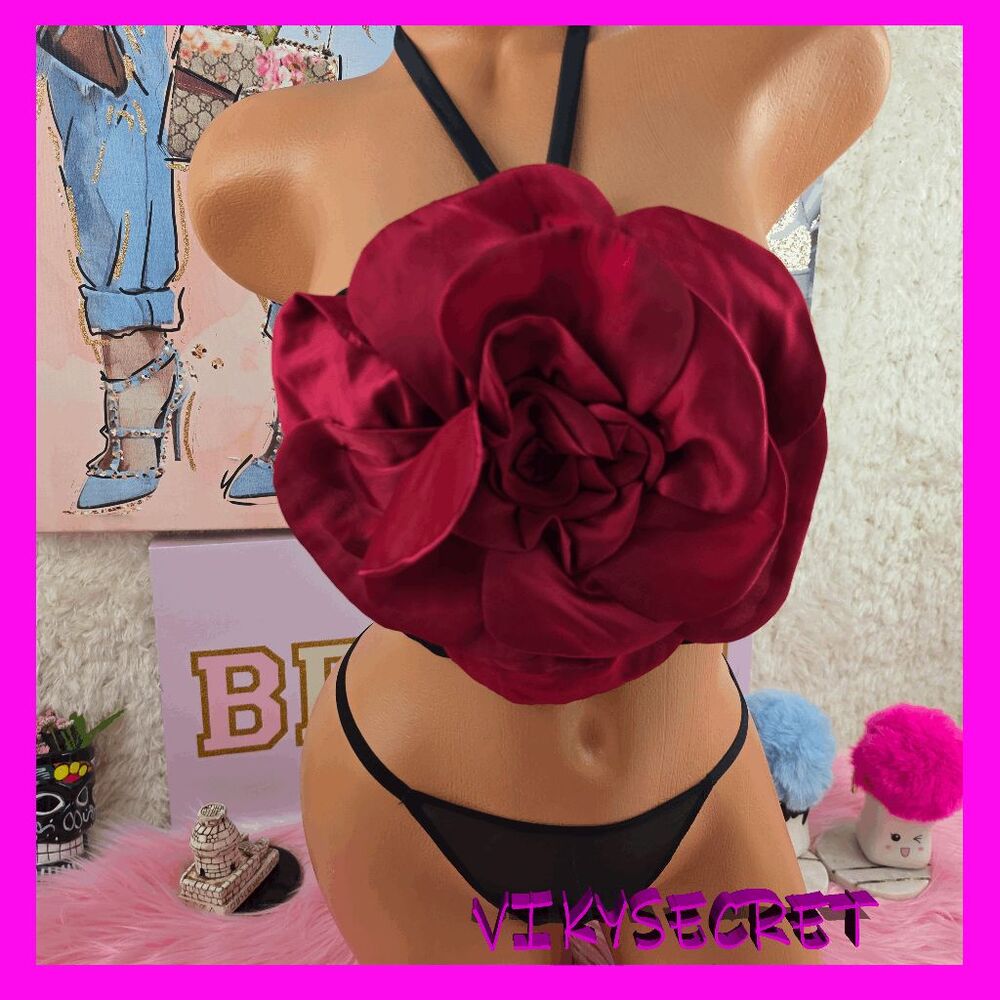 ❤️ NWT Victoria's Secret Very Sexy Black Rosette Corset Bra XS #7379 ❤️